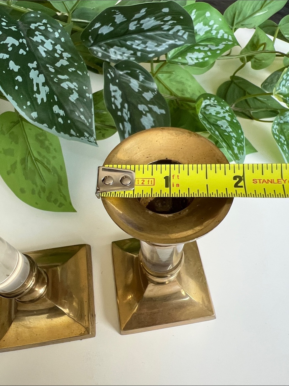 Vintage Brass Lucite Candle Holders Pair Set of 2 - Picture 13 of 15